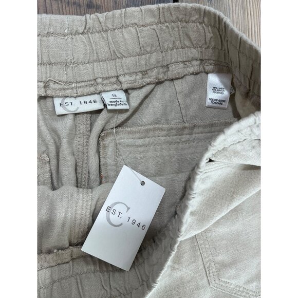 Est 1946 Cato Linen Blend Wide Leg Pant Womens Small Khaki Elastic Waist Pockets - Picture 5 of 9